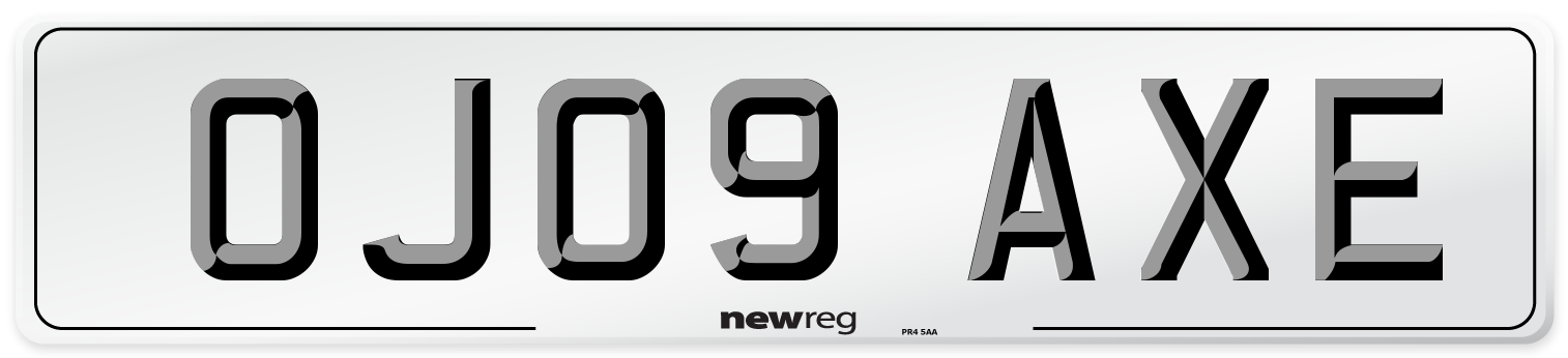 OJ09 AXE Number Plate from New Reg